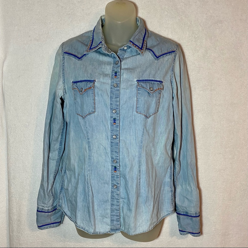 PANDHANDLE SLIM light blue denim shirt M